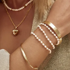 Amber Pearl and Gold Bracelet