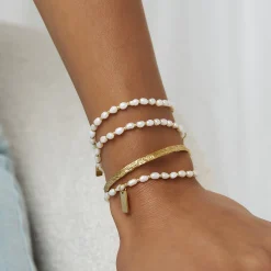 Amber Pearl and Gold Bracelet