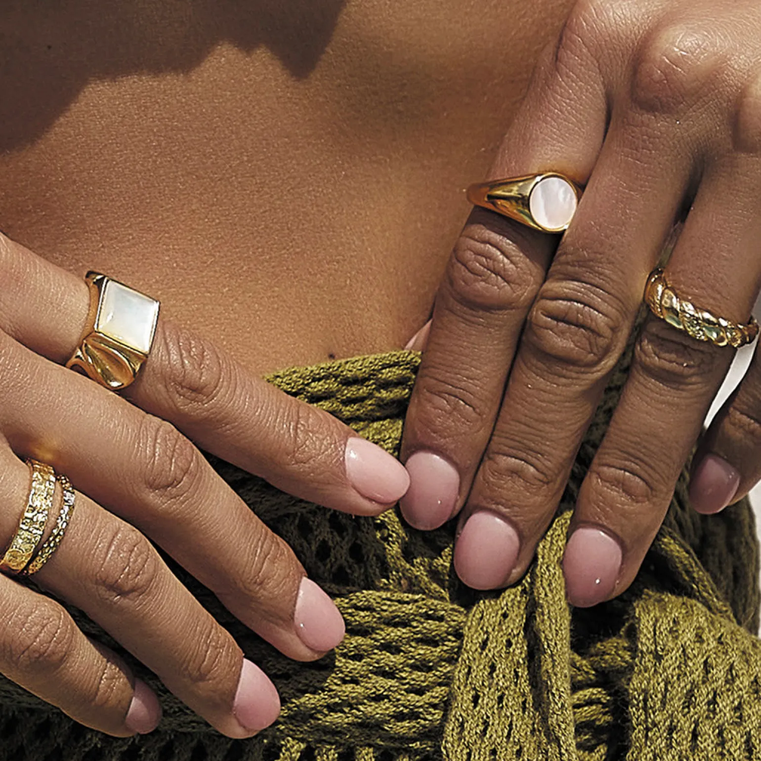 Amira Gold and Pearl Ring