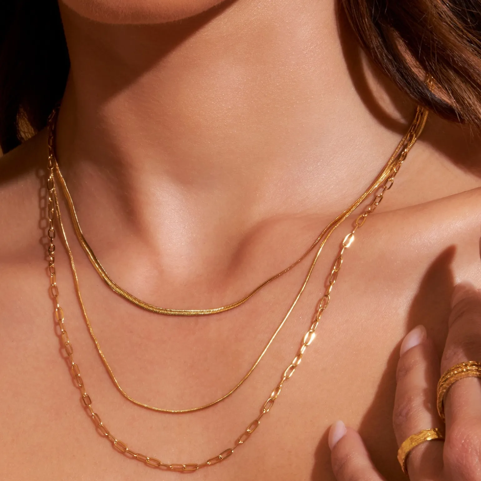 Amour Triple Gold Necklace