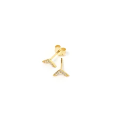 Arrow Gold and Zircon Stud Earrings