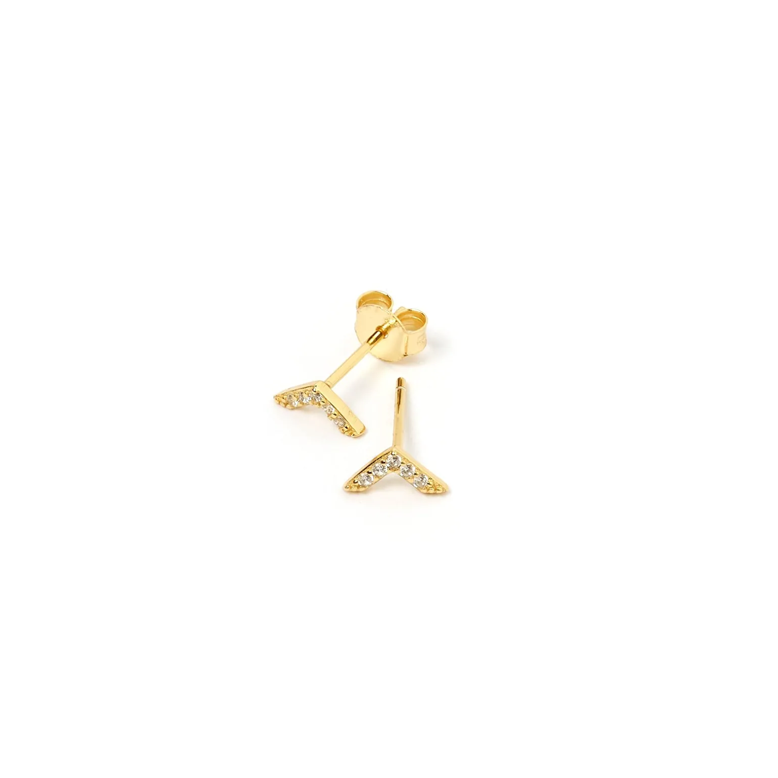 Arrow Gold and Zircon Stud Earrings