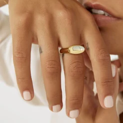 Aster Gold Signet Ring