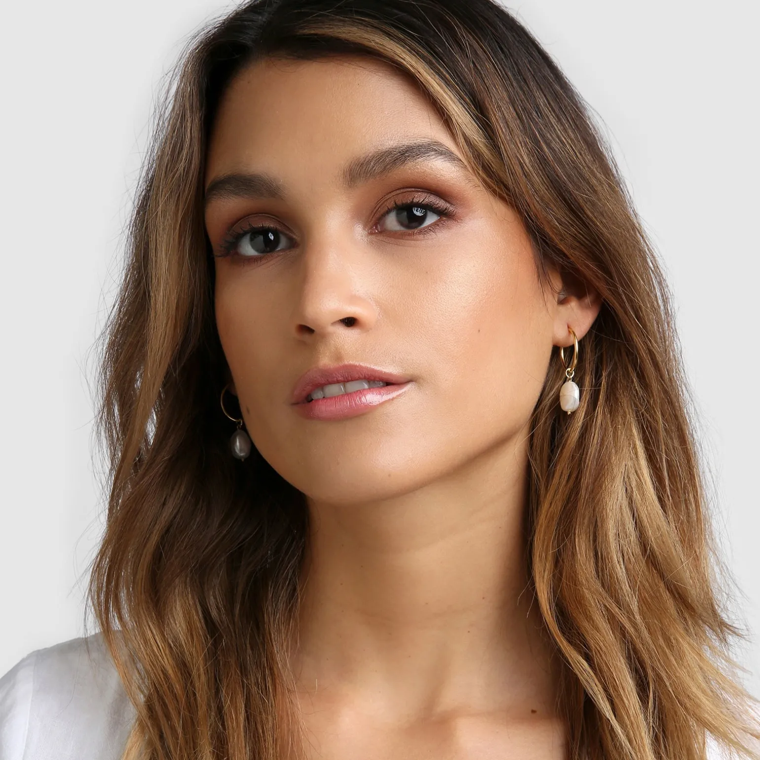 Augusta Gold Hoop & Freshwater Pearl Earrings