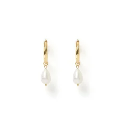 Augusta Gold Hoop & Freshwater Pearl Earrings