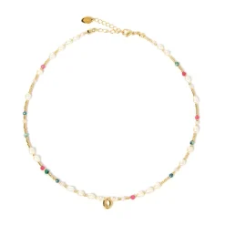 Beaded Gemstone and Pearl Initial Necklace