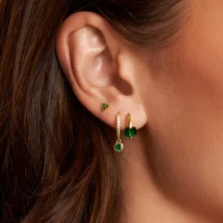 Cassia Single Stack Stud Earring - Emerald