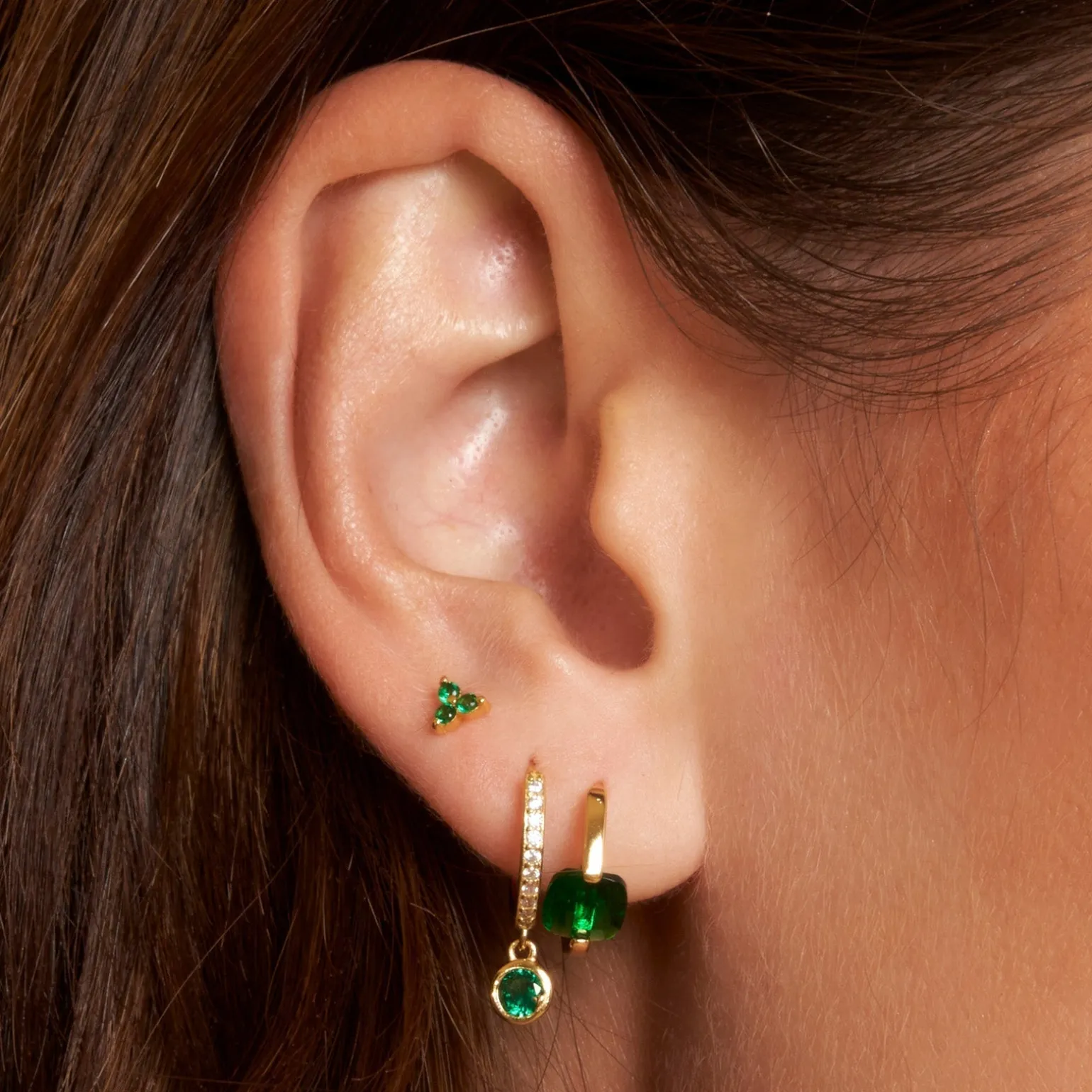 Cassia Stud Earrings - Emerald