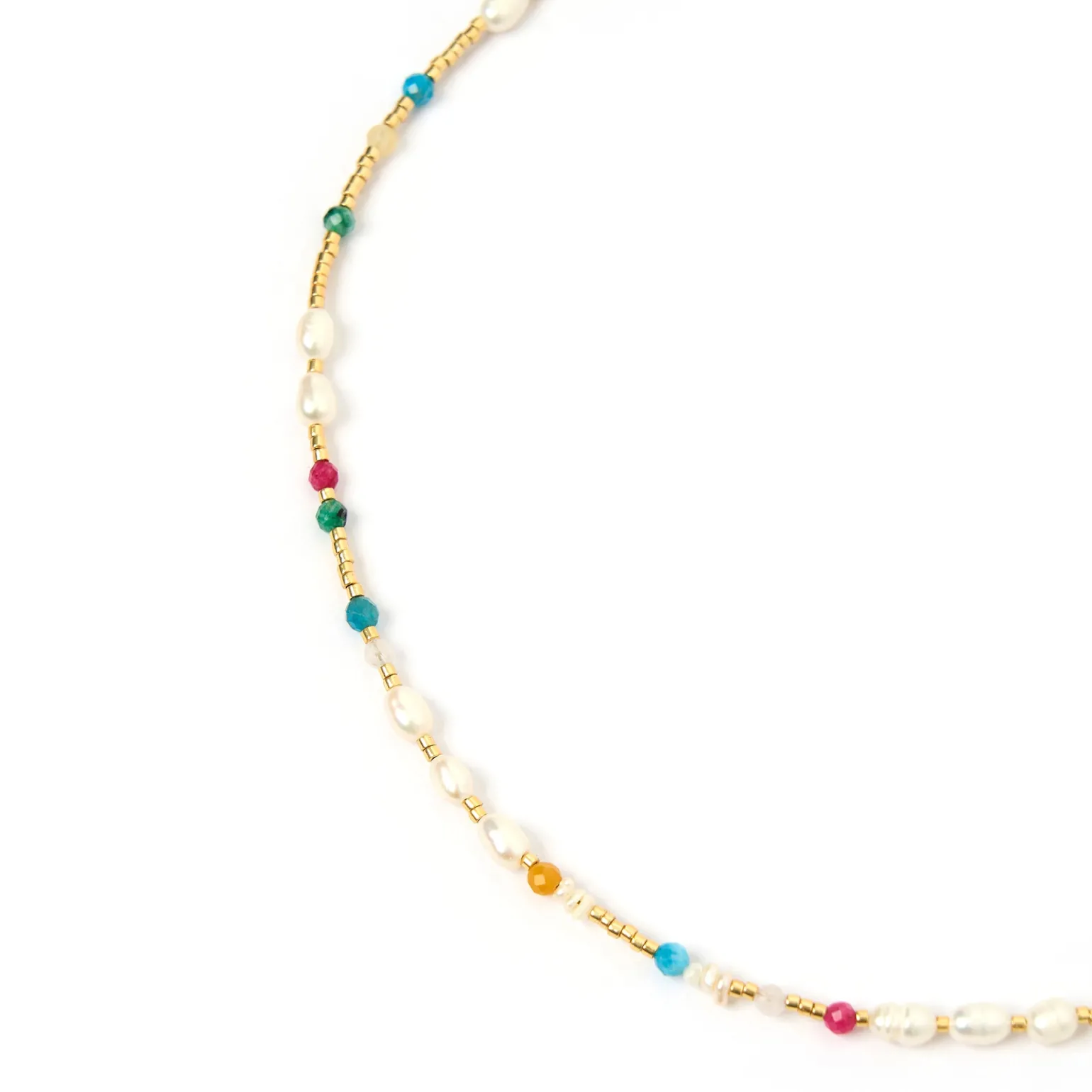 Clover Gemstone and Pearl Necklace