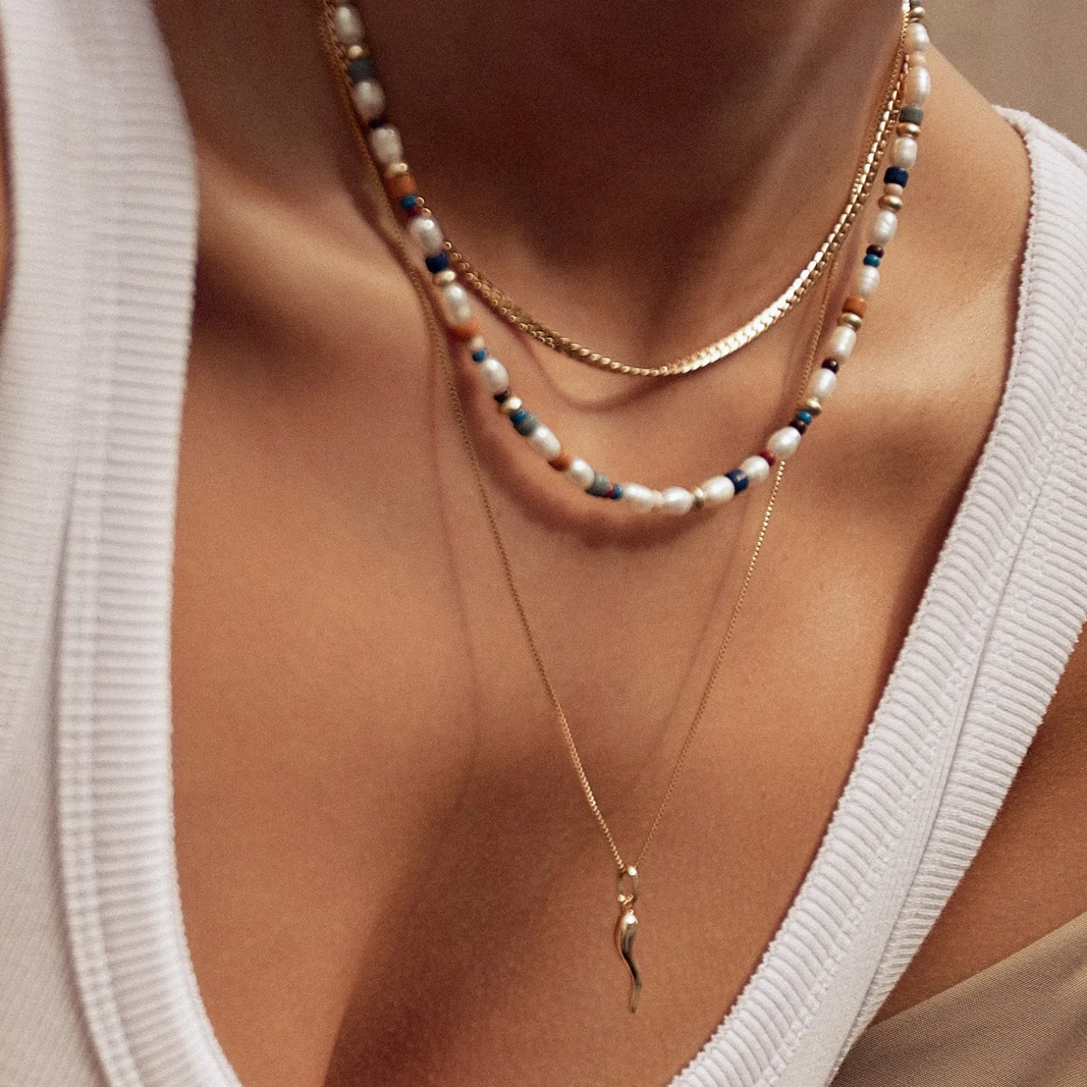 Cornicello Gold Charm Necklace - Large