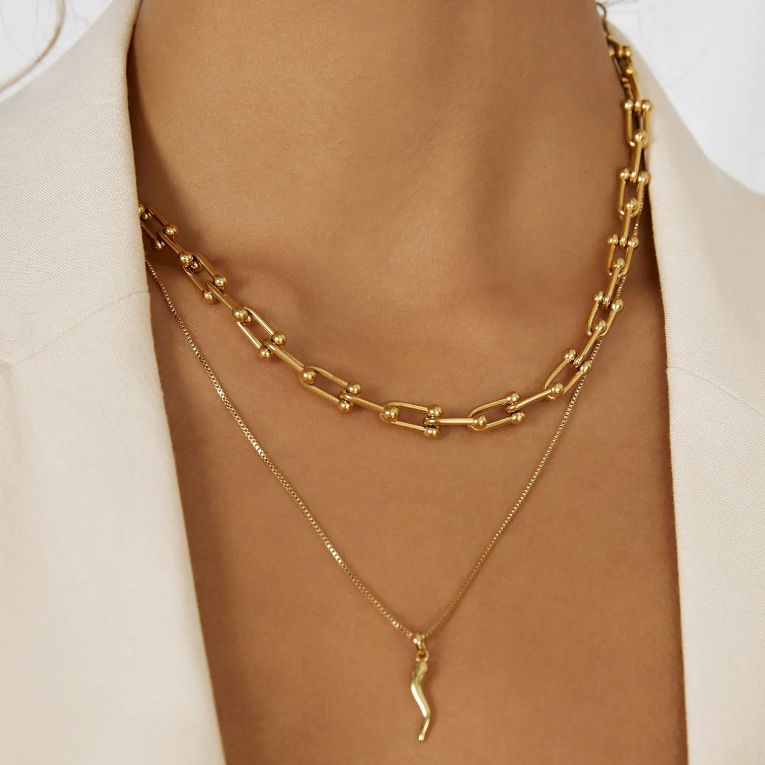 Cornicello Gold Charm Necklace - Large