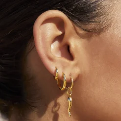 Cornicello Gold Single Charm Earring - Large