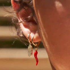 Cornicello Red Charm Earrings