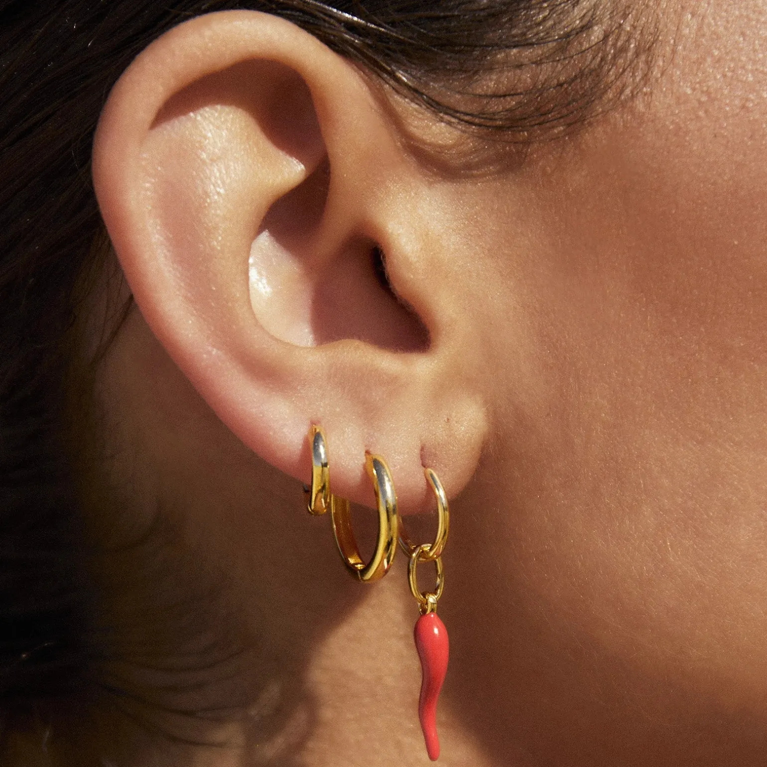 Cornicello Red Charm Earrings