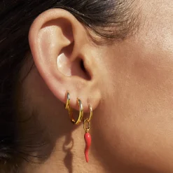 Cornicello Red Single Charm Earring