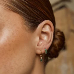 Daisy Gold Earrings - Emerald