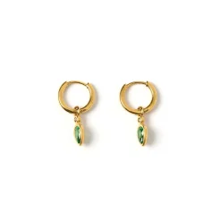 Daisy Gold Earrings - Emerald
