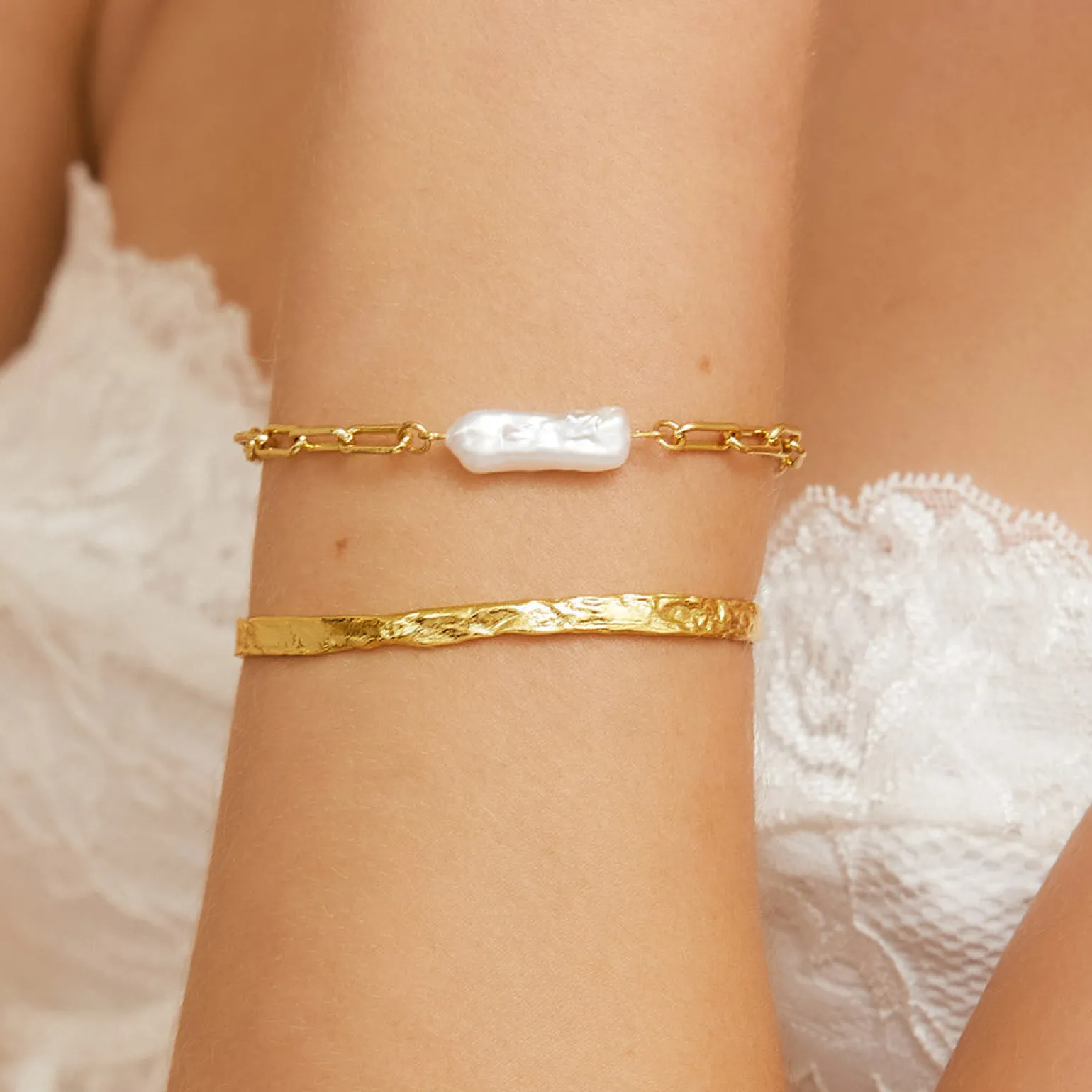 Danielle Gold and Pearl Bracelet