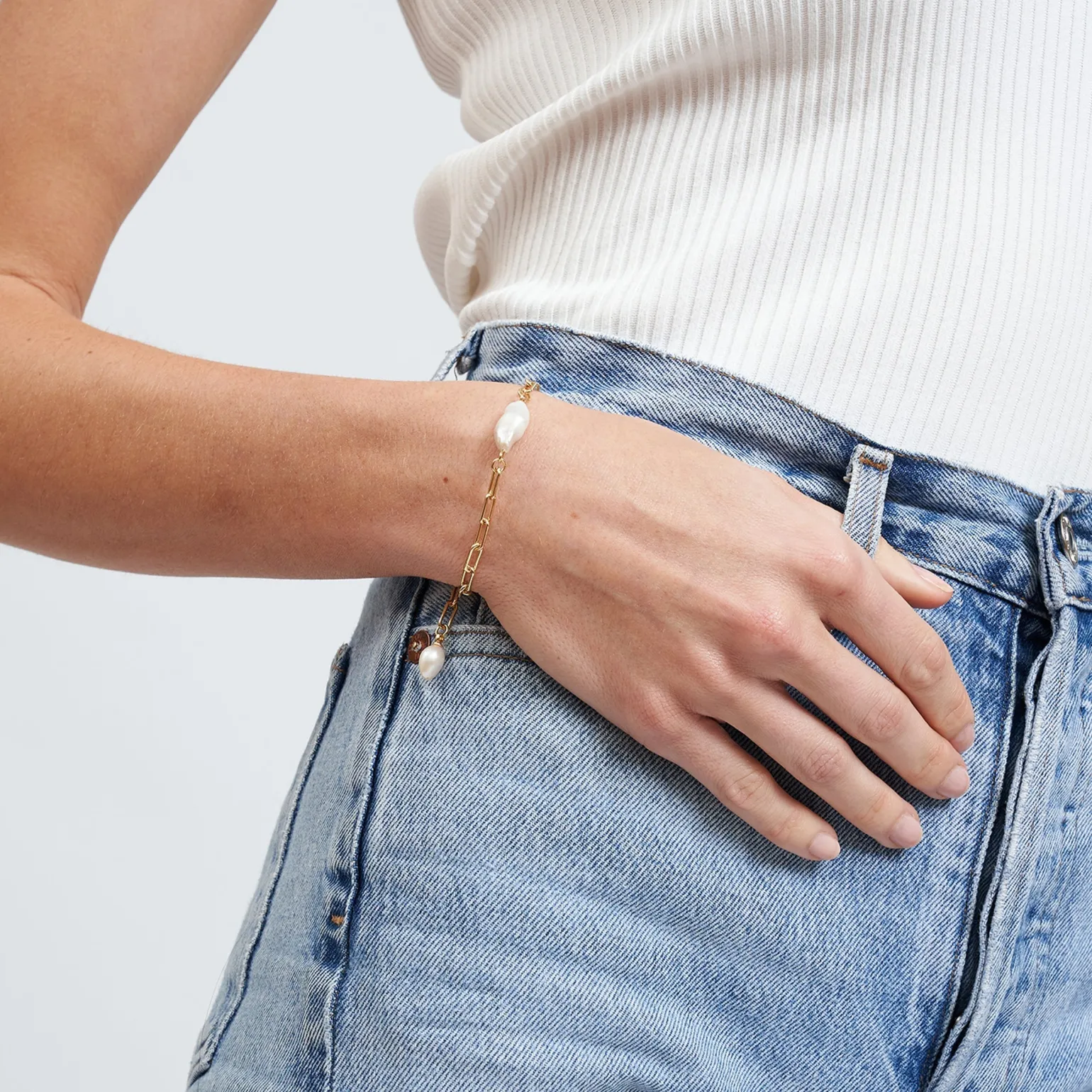 Danielle Gold and Pearl Bracelet