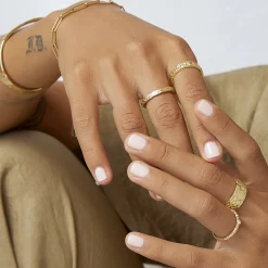 Eros Gold Textured Ring - Small