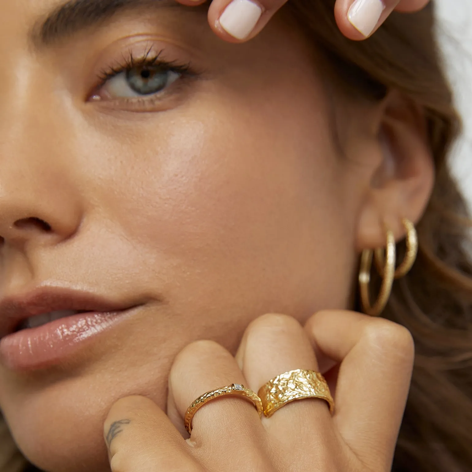 Eros Gold Textured Ring - Large