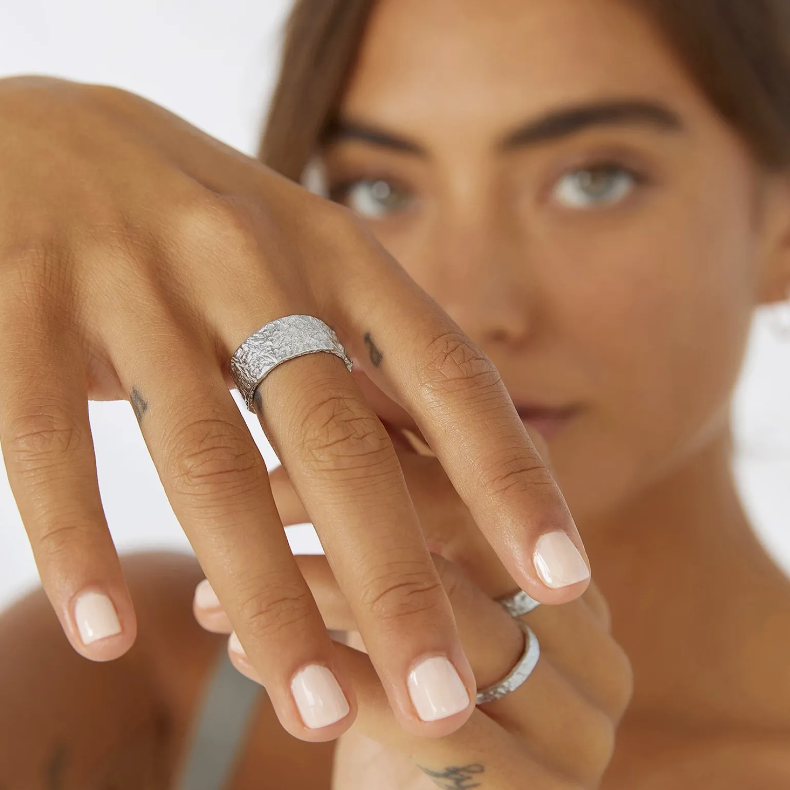 Eros Silver Textured Ring - Large