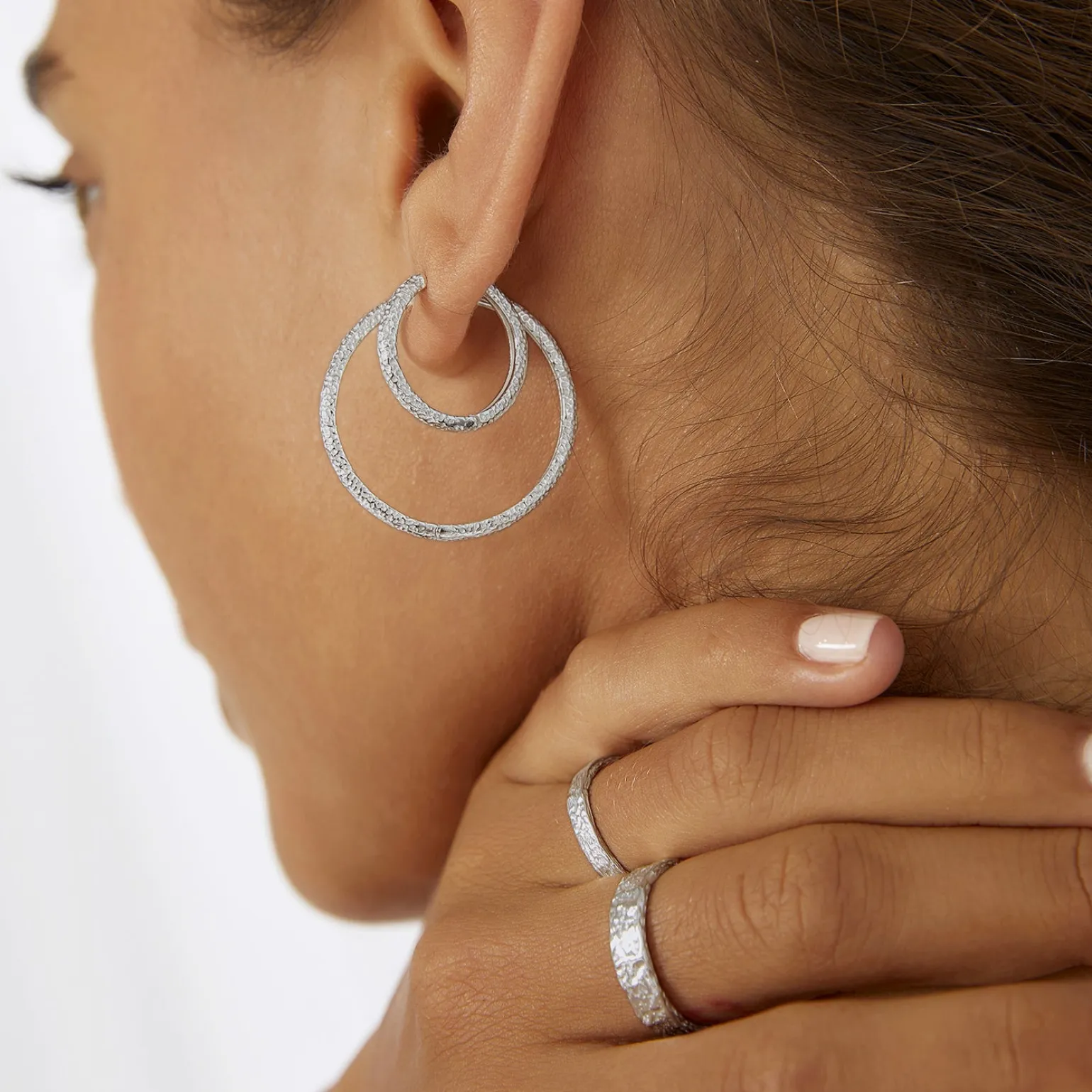 Eros Silver Textured Ring - Medium