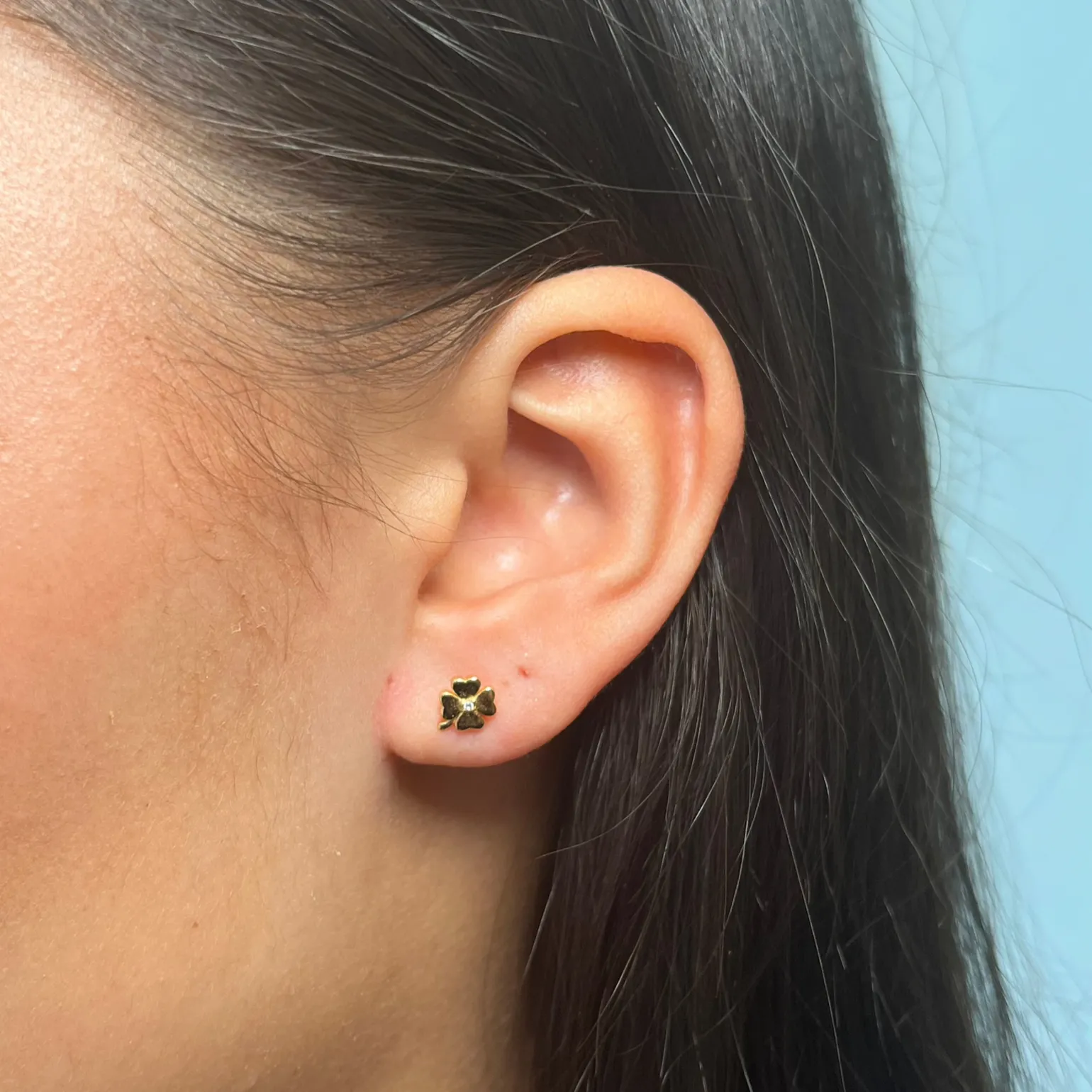 Four Leaf Clover Gold Single Stud