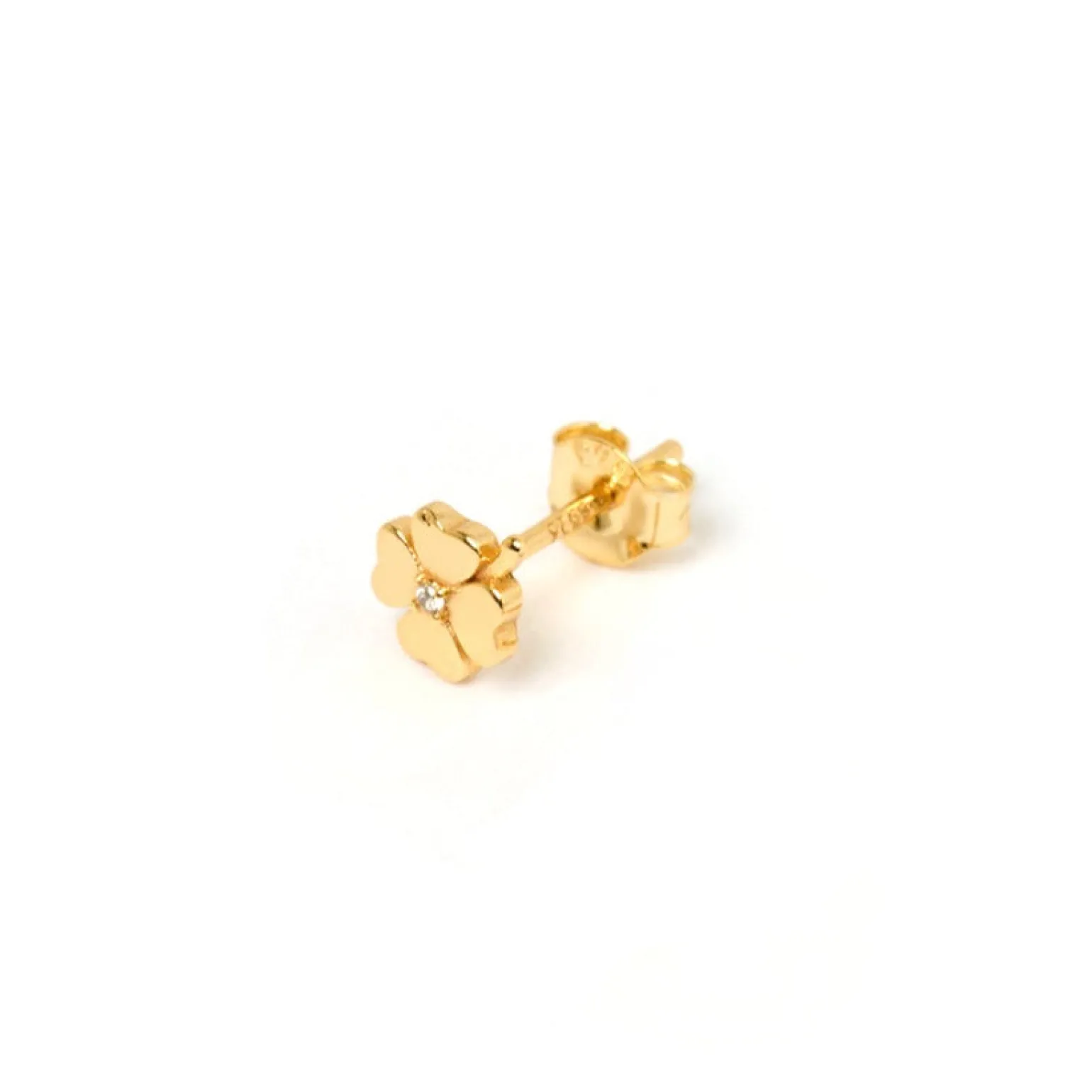 Four Leaf Clover Gold Single Stud