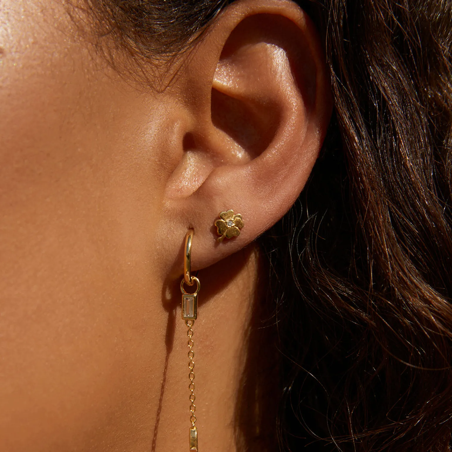 Four Leaf Clover Gold Studs