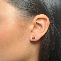 Four Leaf Clover Gold Studs