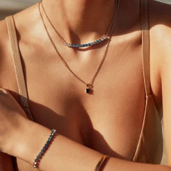 Gia Gold Necklace - Sapphire