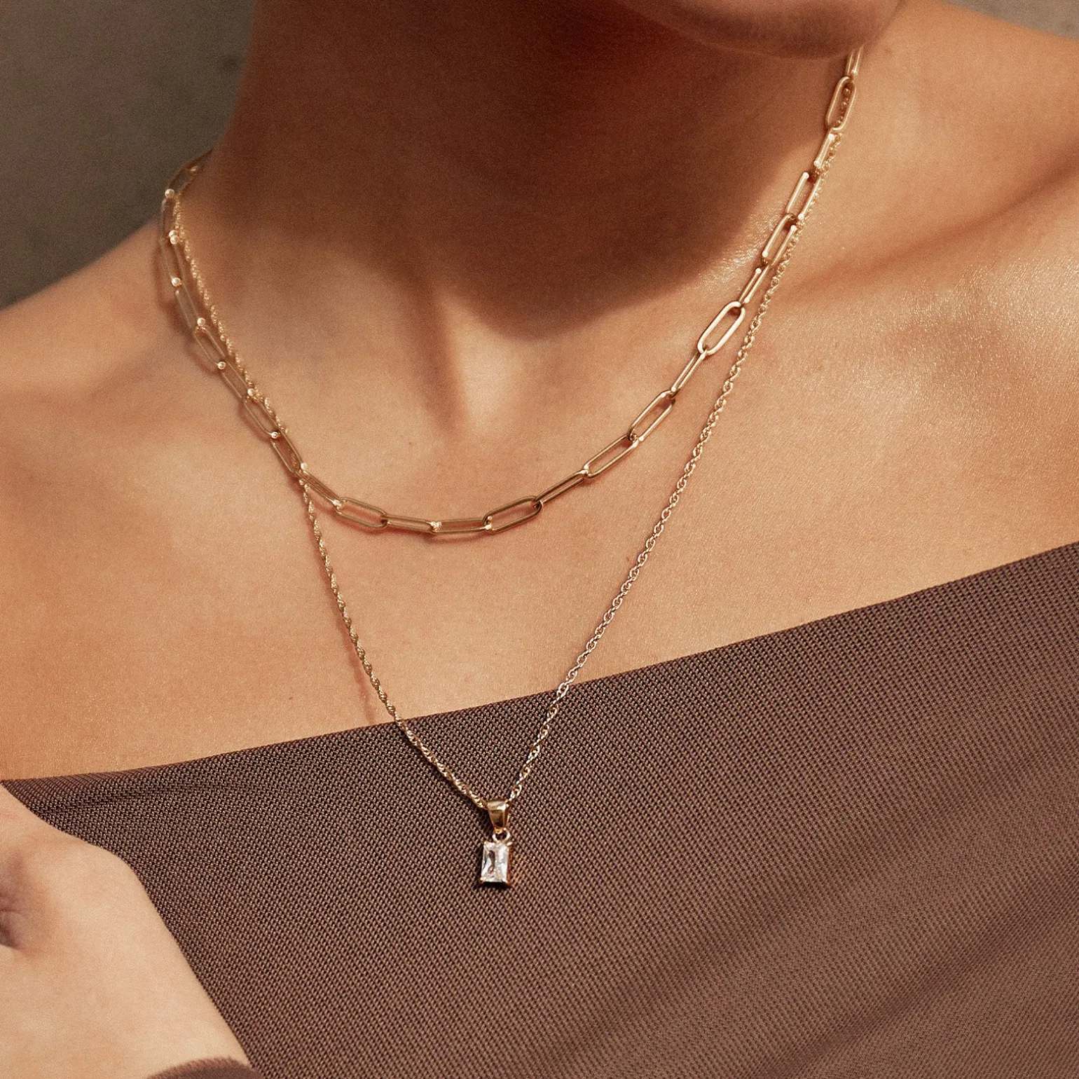 Gia Gold Necklace - Stone