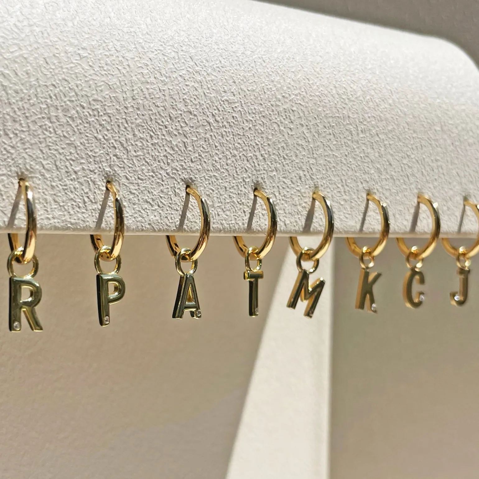 Initial Gold Charm Earring
