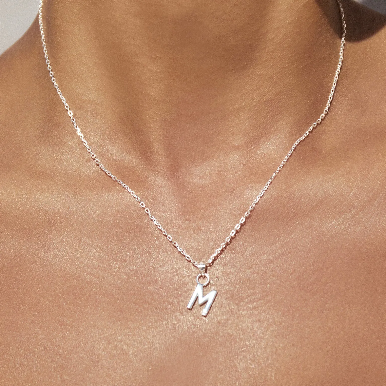 Initial Silver Charm Necklace