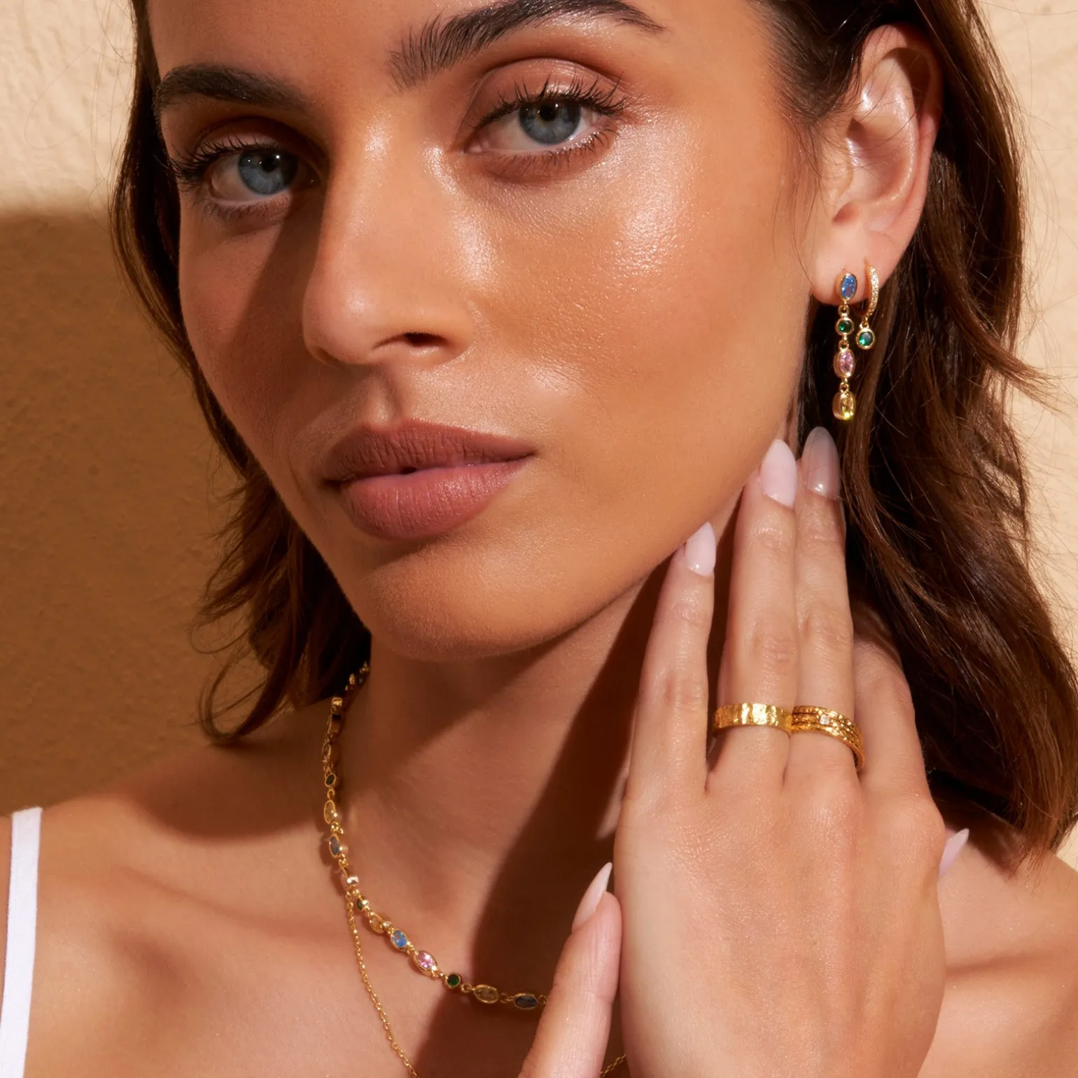 Isadora Gold Earrings - Multi Blue
