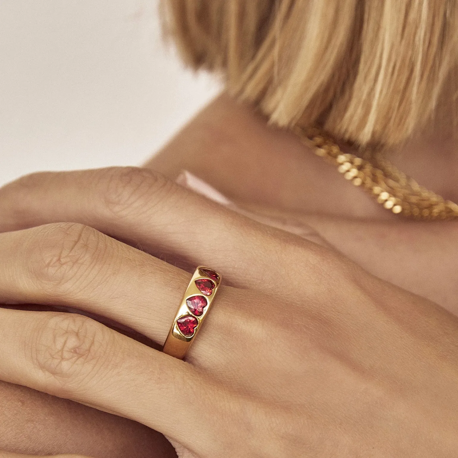 J'adore Gold Ring - Red