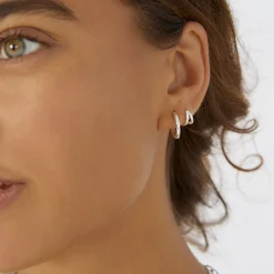 Jean Silver Huggie Earrings