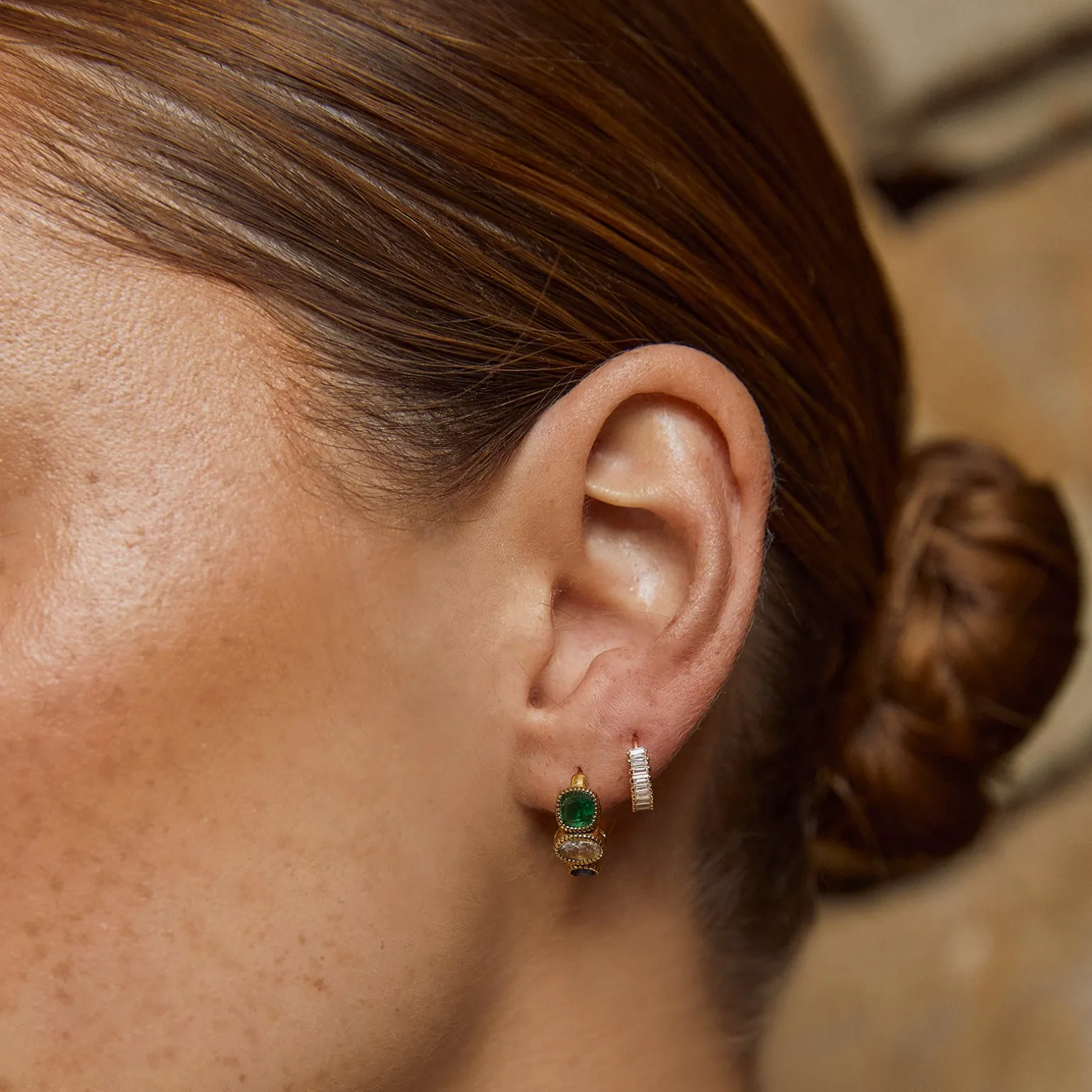 Khloe Gold Earrings - Stone