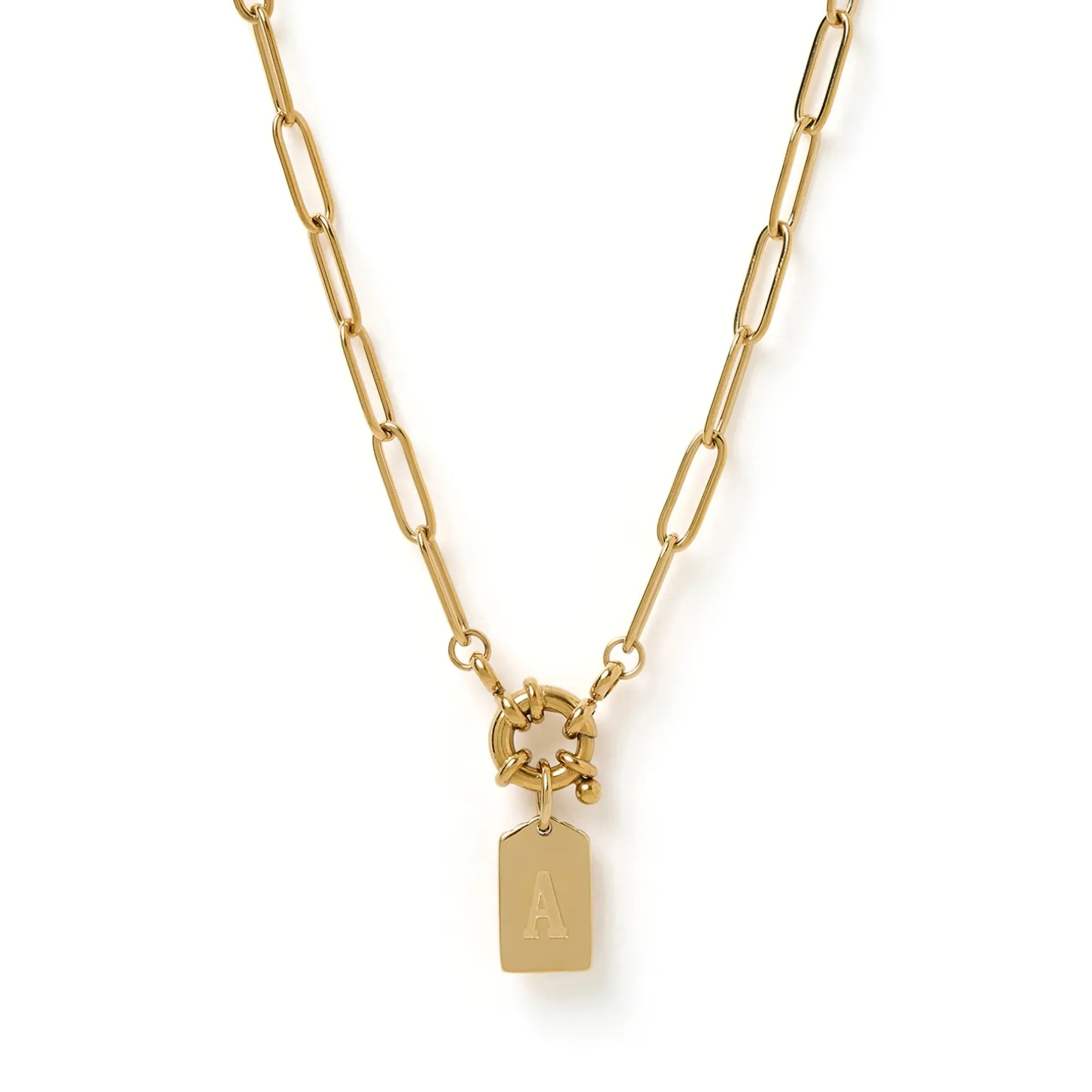 Letter Gold Tag Necklace