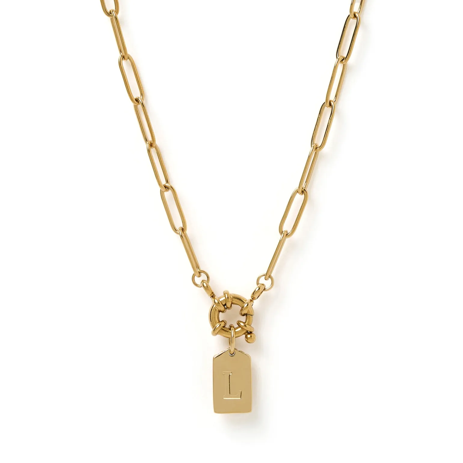 Letter Gold Tag Necklace