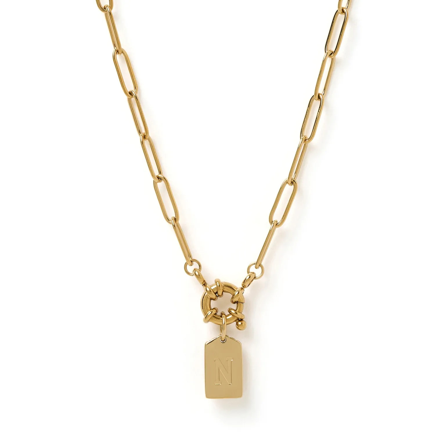 Letter Gold Tag Necklace