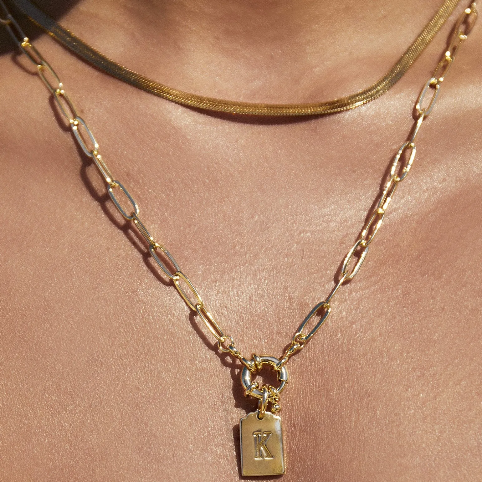 Letter Gold Tag Necklace