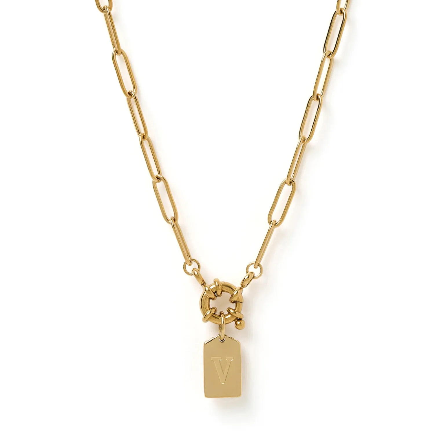 Letter Gold Tag Necklace