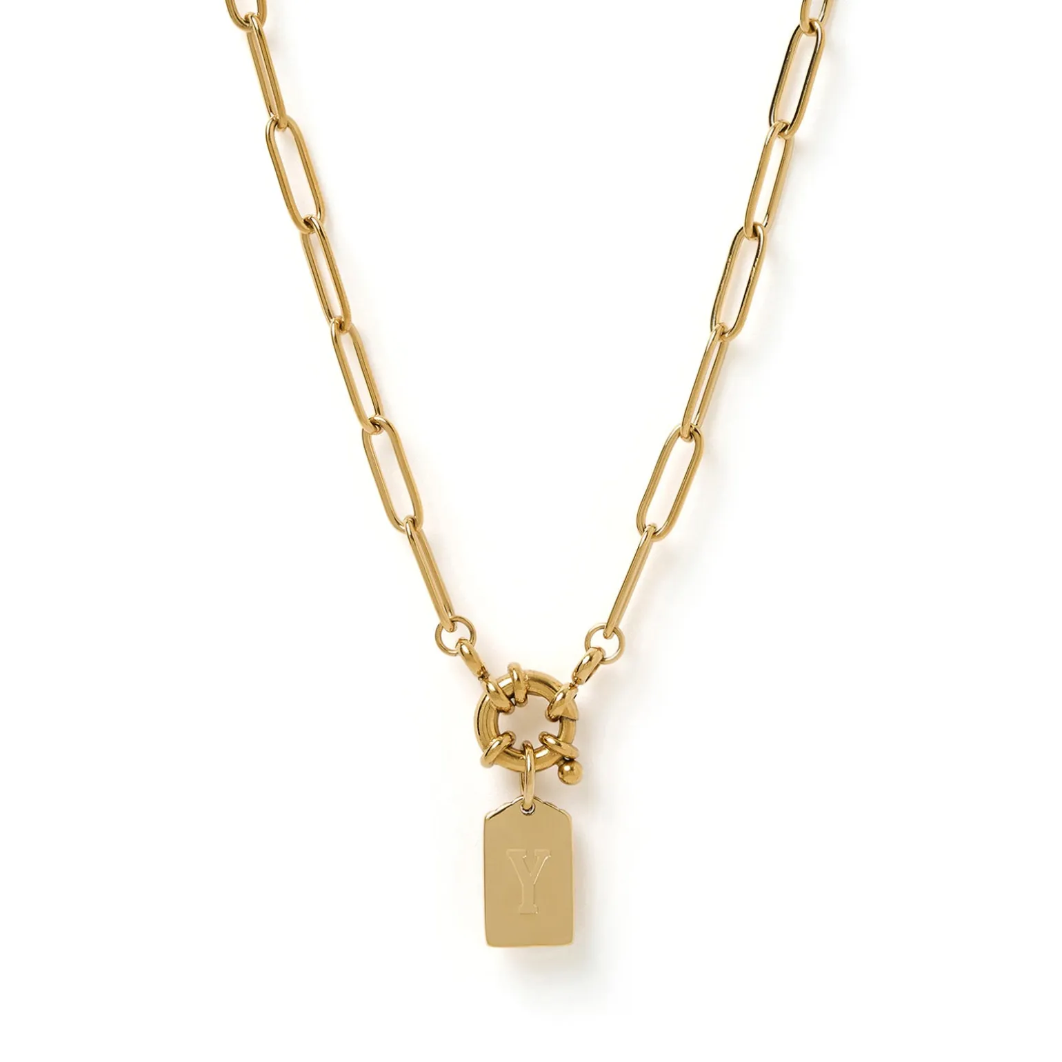 Letter Gold Tag Necklace