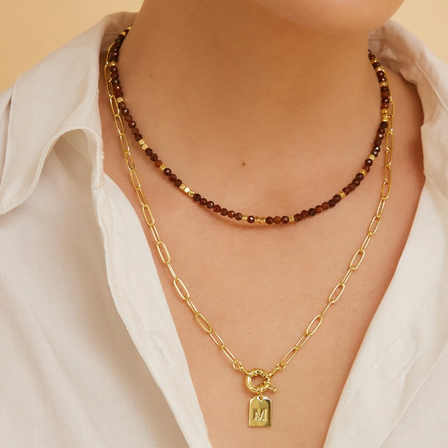Letter Gold Tag Necklace