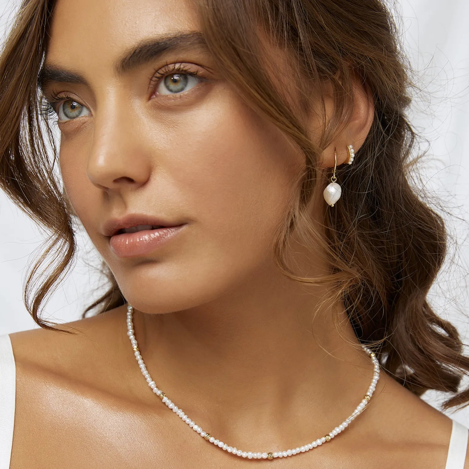 Lucia Pearl and Gold Necklace