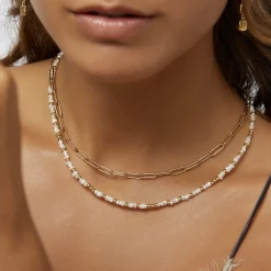 Lucia Pearl and Gold Necklace