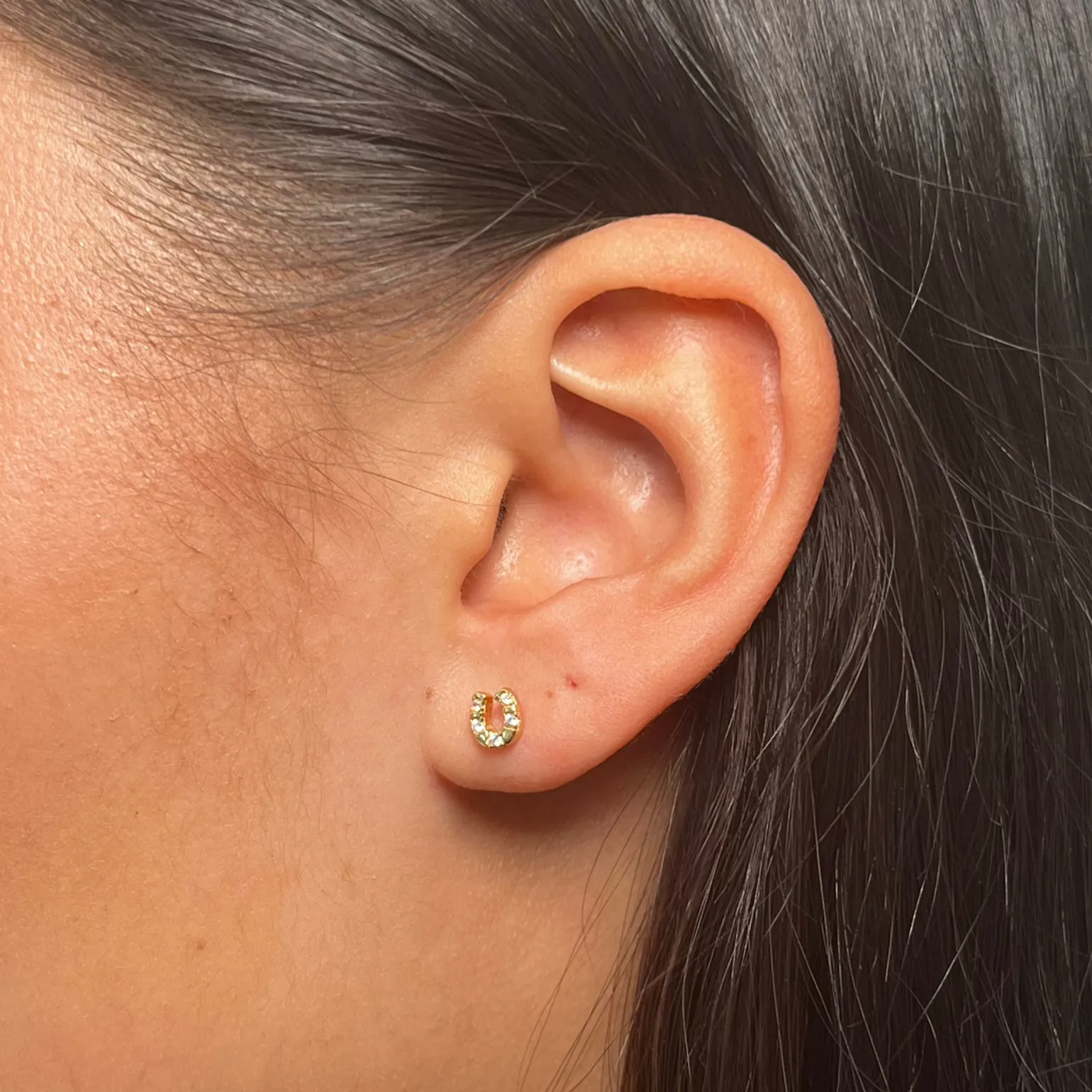 Lucky Horseshoe Gold Studs
