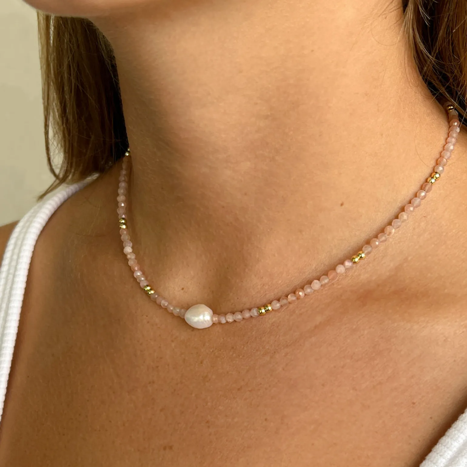 Mila Gemstone and Pearl Choker
